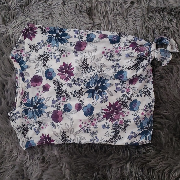 Loft Floral Print Top with Side Tie - Picture 1 of 4